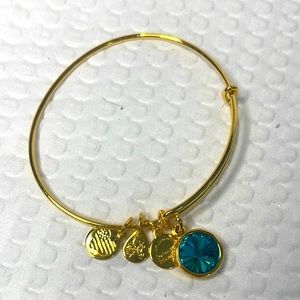 Alex And Ani December Swarovski Crystal Birthstone Blue Zircon Gold Fini…